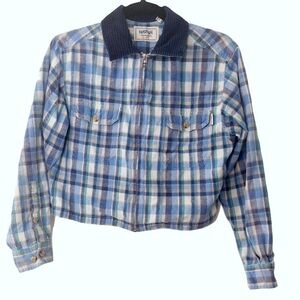 Krazy Kat Plaid Barn Jacket w/ Corduroy Collar | Size Small | 100% Cotton